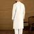 Men white silk blend solid printed straight kurta