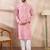 Men pink viscose rayon ethnic motifs embroidered straight kurta