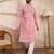 Men pink viscose rayon ethnic motifs embroidered straight kurta
