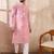Men pink viscose rayon ethnic motifs embroidered straight kurta