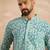 Men teal viscose rayon solid printed straight kurta