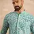 Men teal viscose rayon solid printed straight kurta