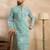 Men teal viscose rayon solid printed straight kurta