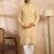Men yellow viscose rayon solid printed straight kurta