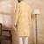 Men yellow viscose rayon solid printed straight kurta