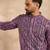 Men purple viscose rayon solid printed straight kurta