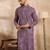 Men purple viscose rayon solid printed straight kurta