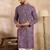 Men purple viscose rayon solid printed straight kurta
