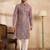 Men brown viscose rayon solid printed straight kurta