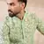 Men green viscose rayon ethnic motifs embroidered straight kurta