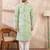 Men green viscose rayon ethnic motifs embroidered straight kurta