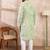 Men green viscose rayon ethnic motifs embroidered straight kurta