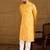 Men yellow cotton batik embroidered straight kurta