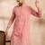 Men pink cotton solid embroidered straight kurta