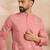 Men pink cotton solid embroidered straight kurta