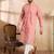 Men pink cotton solid embroidered straight kurta