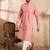 Men pink cotton solid embroidered straight kurta