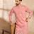 Men pink cotton solid embroidered straight kurta