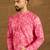 Men pink cotton batik embroidered straight kurta