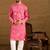 Men pink cotton batik embroidered straight kurta