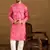 Men pink cotton batik embroidered straight kurta