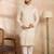 Men white silk blend solid embroidered straight kurta