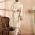 Men white silk blend solid embroidered straight kurta