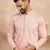Men pink silk geometric embroidered straight kurta