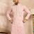 Men pink silk geometric embroidered straight kurta