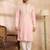 Men pink silk geometric embroidered straight kurta