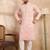 Men pink silk geometric embroidered straight kurta