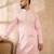 Men pink silk geometric embroidered straight kurta
