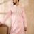 Men pink silk geometric embroidered straight kurta