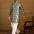 Men blue silk blend floral printed straight kurta