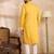 Men yellow silk blend geometric embroidered straight kurta