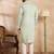 Men green silk blend geometric embroidered straight kurta