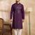 Men purple silk blend geometric embroidered straight kurta