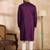 Men purple silk blend geometric embroidered straight kurta