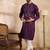 Men purple silk blend geometric embroidered straight kurta