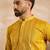 Men yellow silk blend geometric embroidered straight kurta