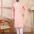 Men pink silk blend ethnic motifs embroidered straight kurta