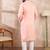 Men pink silk blend ethnic motifs embroidered straight kurta