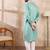 Men teal silk blend geometric embroidered straight kurta
