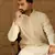 Men off white cotton solid printed straight kurta