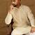 Men off white cotton solid printed straight kurta