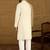 Men off white cotton solid printed straight kurta