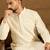 Men off white cotton solid printed straight kurta