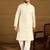 Men beige cotton solid printed straight kurta