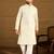 Men off white cotton solid printed straight kurta