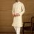 Men off white cotton solid printed straight kurta